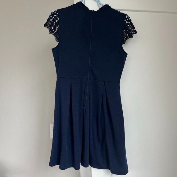 Navy Blue Lace Top Fit & Flare Dress‎ Party Cocktail Occasion - Size 11 - Picture 2 of 2